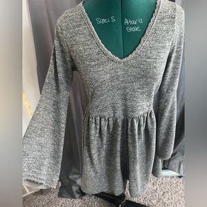 Grey Skater Dress with Bell Sleeves